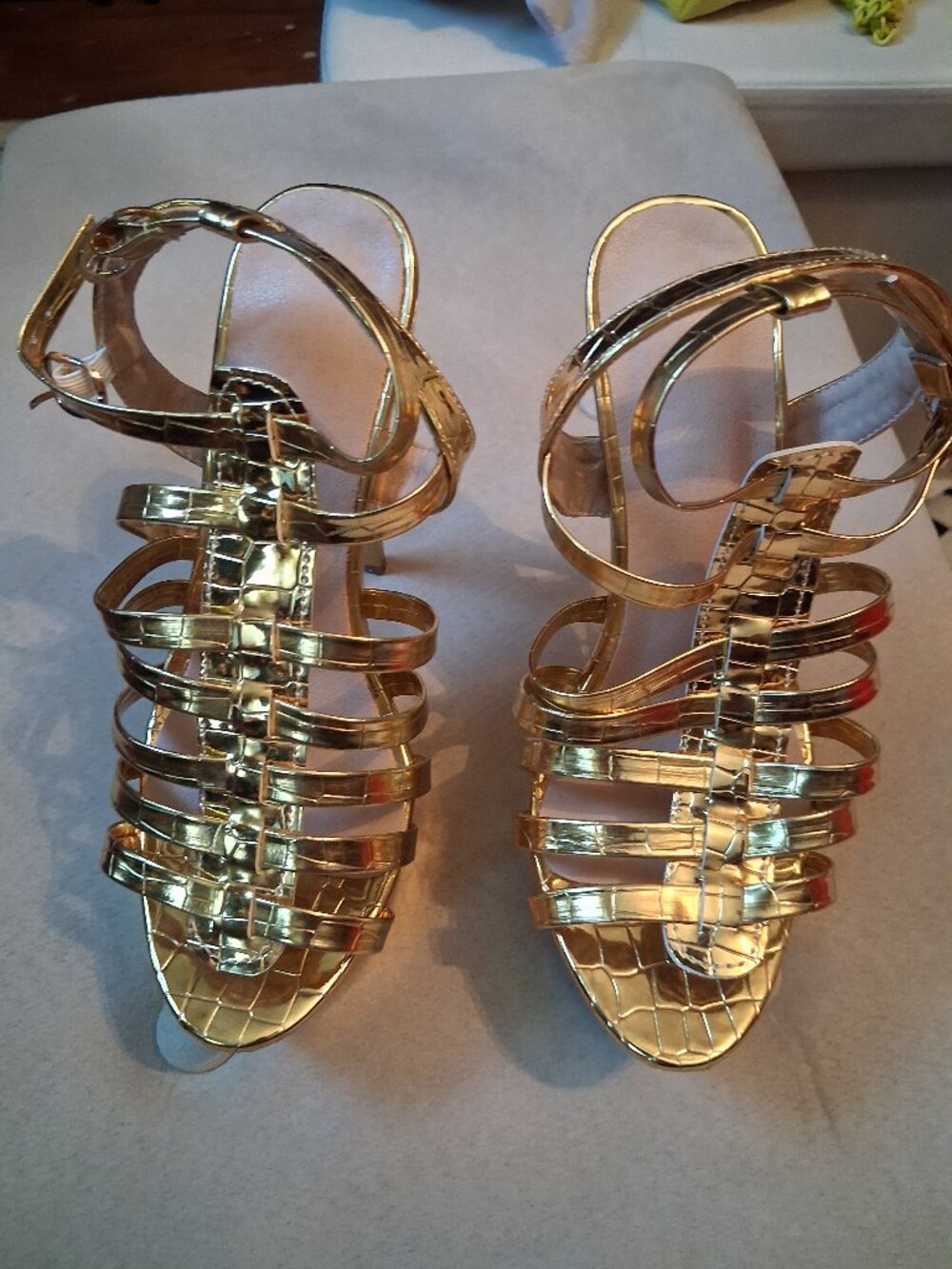 Gold platform heels